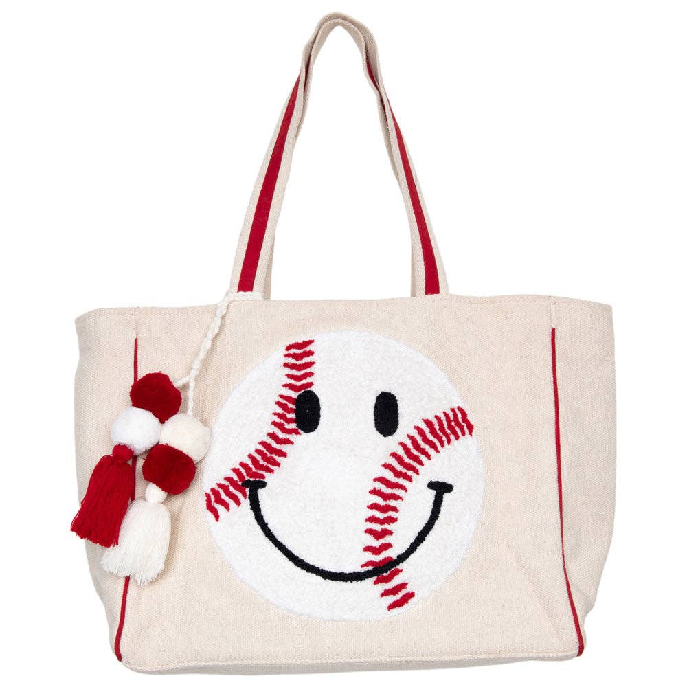 Baseball Happy Face Tote Bag