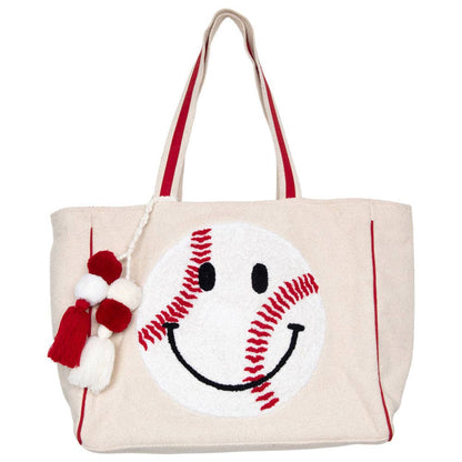 Baseball Happy Face Tote Bag