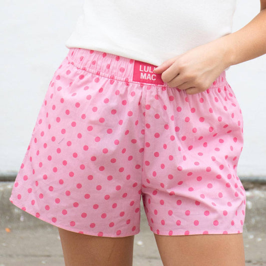 Pink Polka Dot Lulu Mac Boxer Shorts