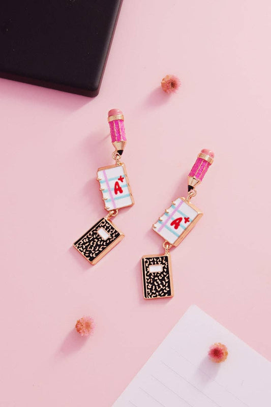 Teachers Day School Pencil Enamel Post Earrings
