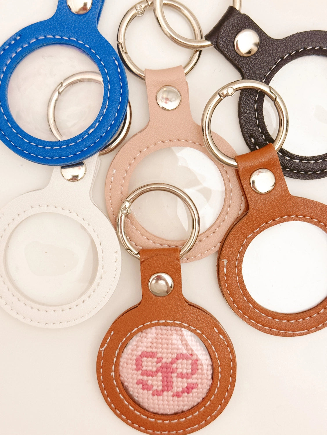 Needlepoint Self Finishing Leather Key Fob