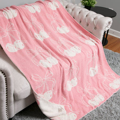 Cherry with Bow Print Cozy Soft Throw Blanket