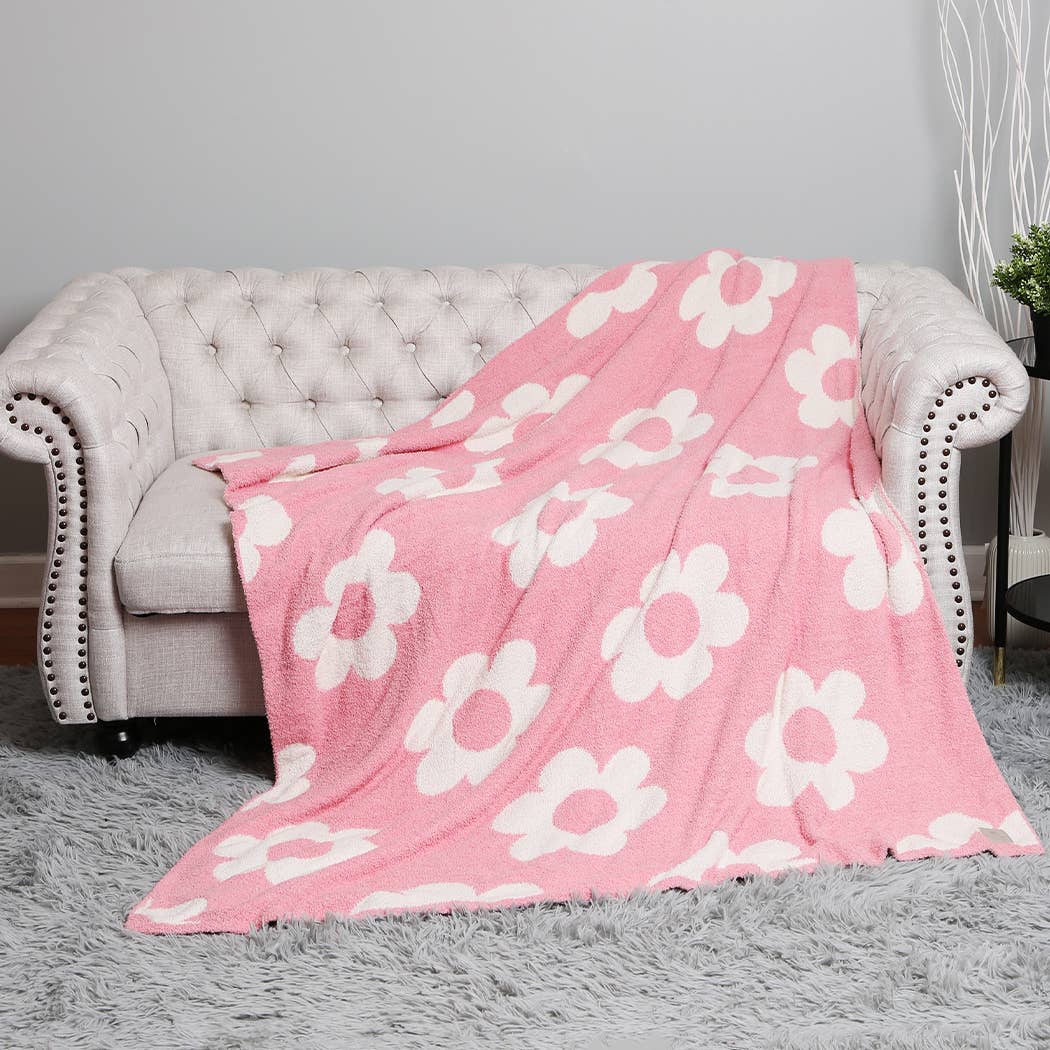 Daisy Pattern Print Cozy Soft Throw Blanket