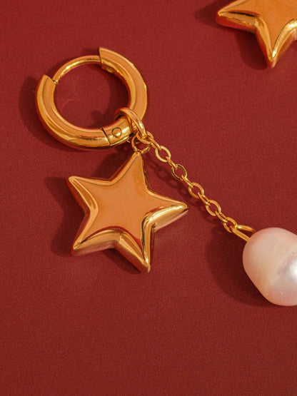 Lauréa 18K Gold Non-Tarnish Star Pearl Drop Earrings