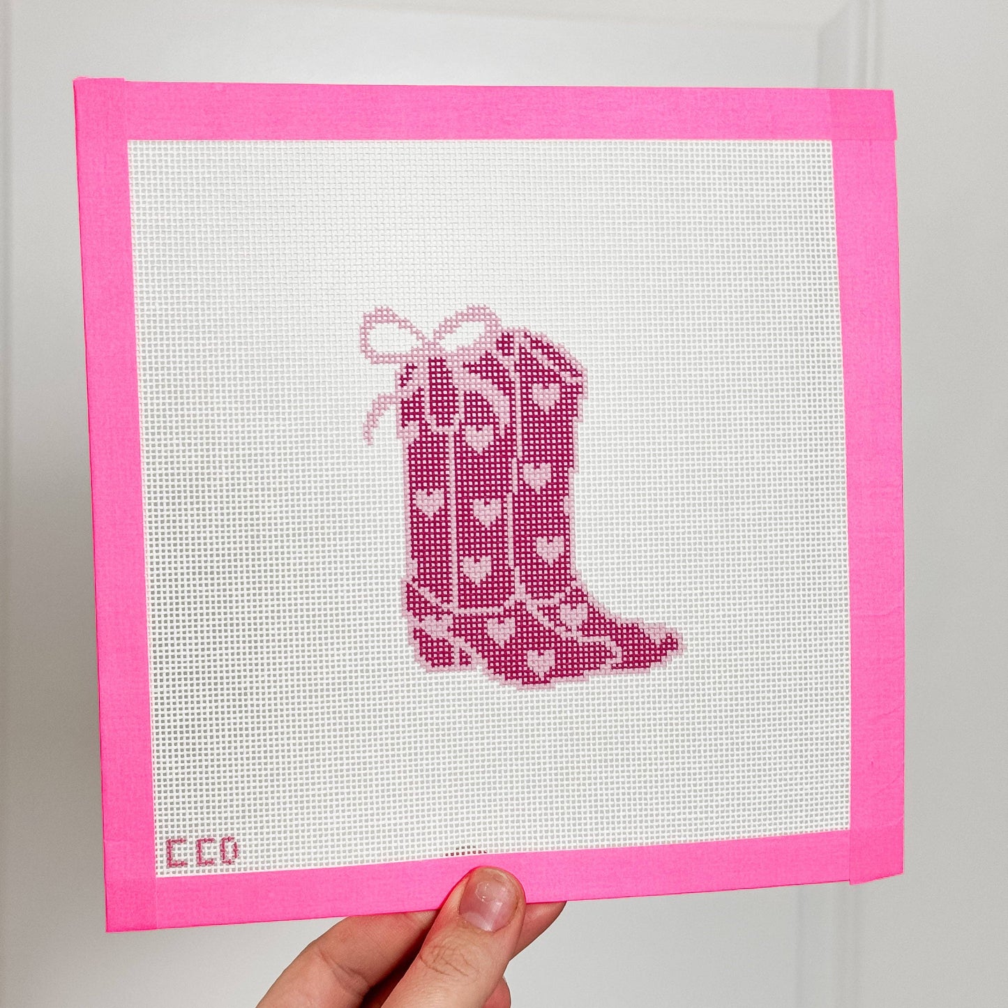 Coquette Cowgirl Boot Needlepoint Canvas | 18 Mesh