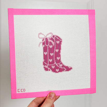 Coquette Cowgirl Boot Needlepoint Canvas | 18 Mesh