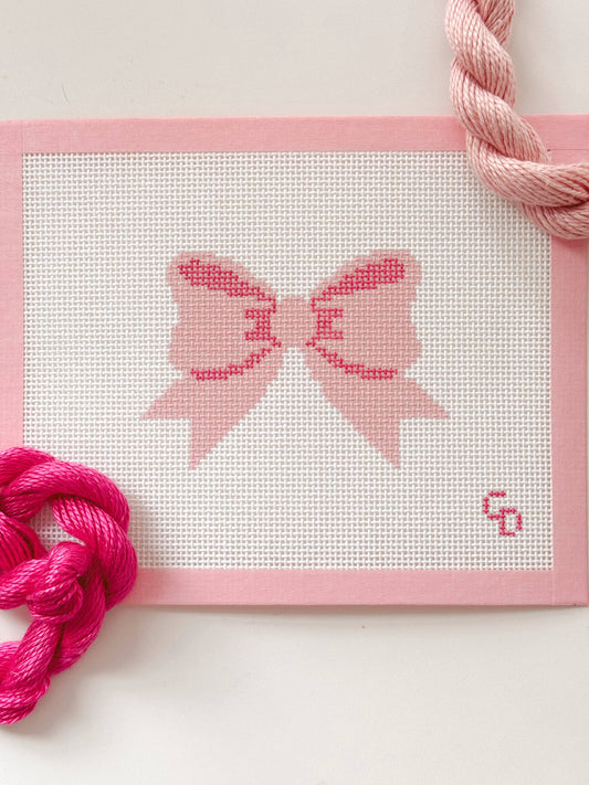 Aesthetic Pink Bow Coquette Needlepoint Canvas | 13 Mesh