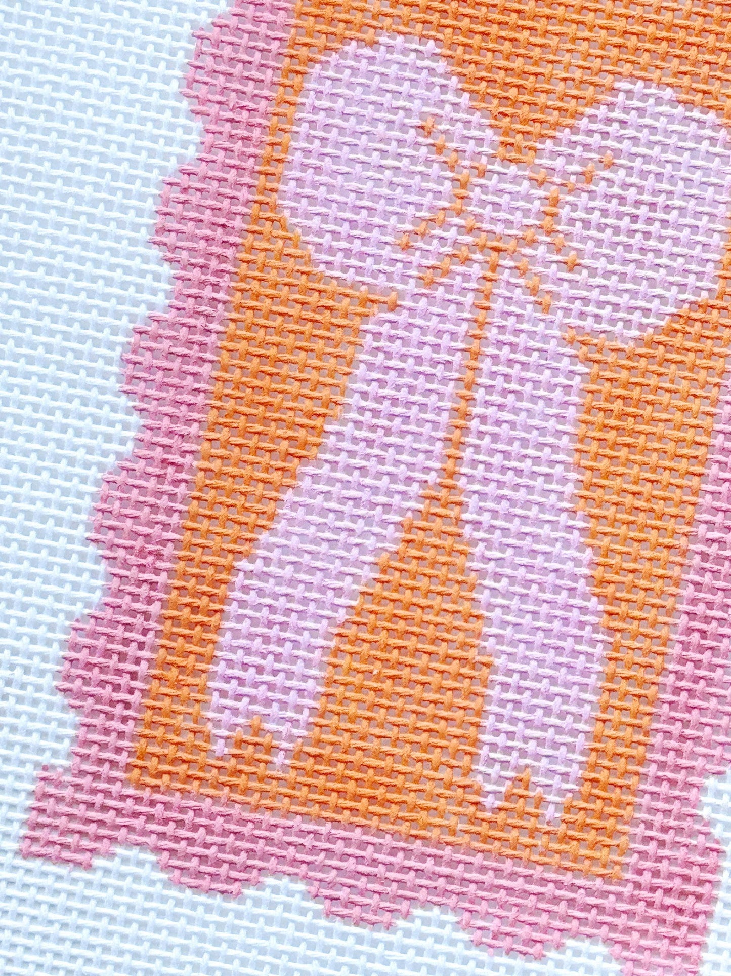 Pink & Orange Bow Needlepoint Canvas | 18 Mesh
