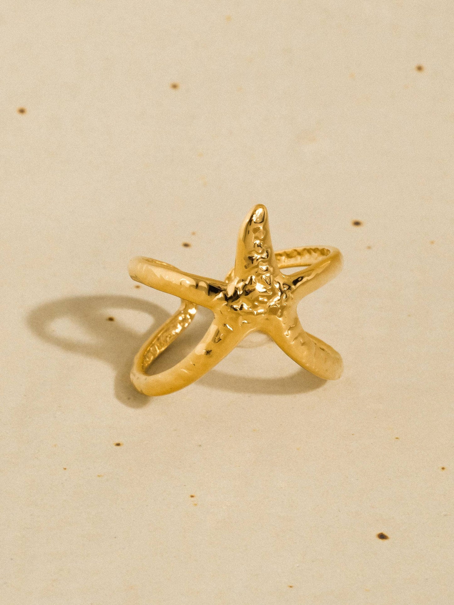 18K Gold Non-Tarnish Starfish Wrap Open Ring | Tarnish Proof