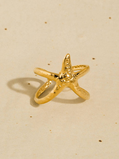 18K Gold Non-Tarnish Starfish Wrap Open Ring | Tarnish Proof