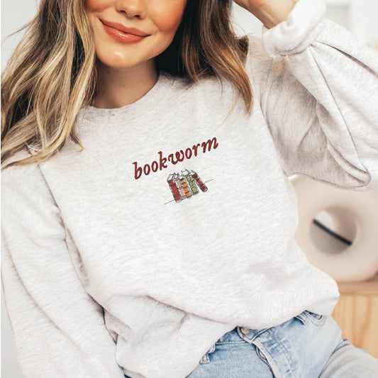 Embroidered Bookworm Crewneck