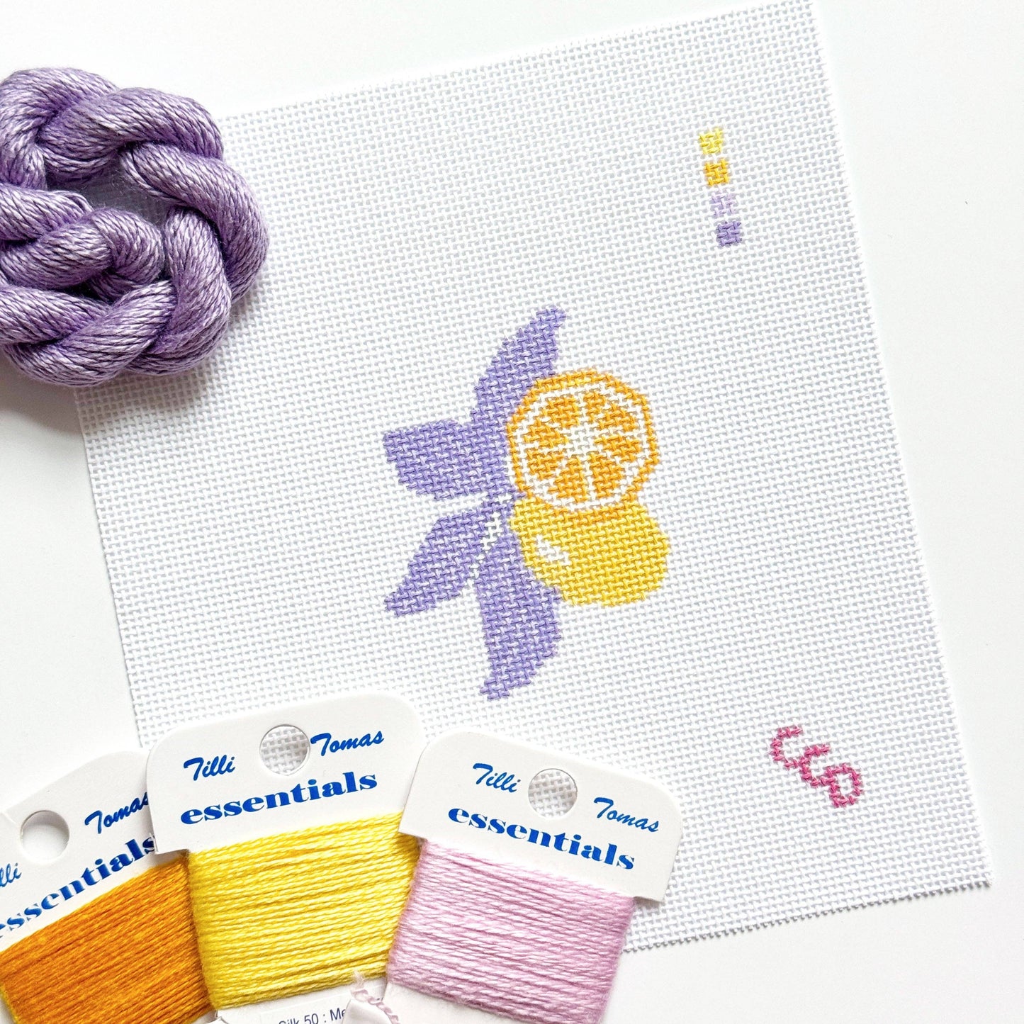 Lavender Lemon Needlepoint Canvas | 18 Mesh