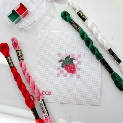 Strawberry Checkered Needlepoint Canvas | 18 Mesh