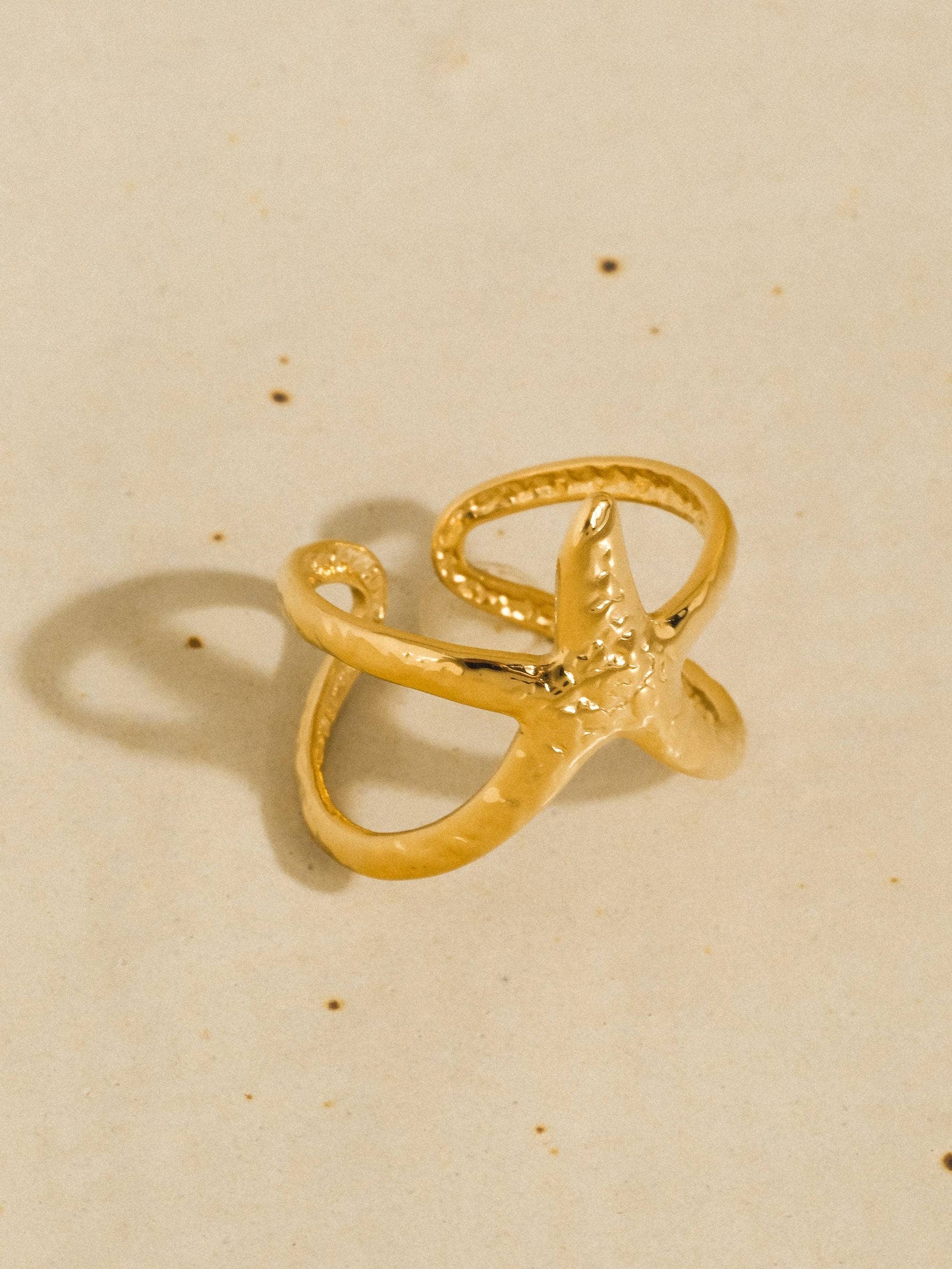 18K Gold Non-Tarnish Starfish Wrap Open Ring | Tarnish Proof