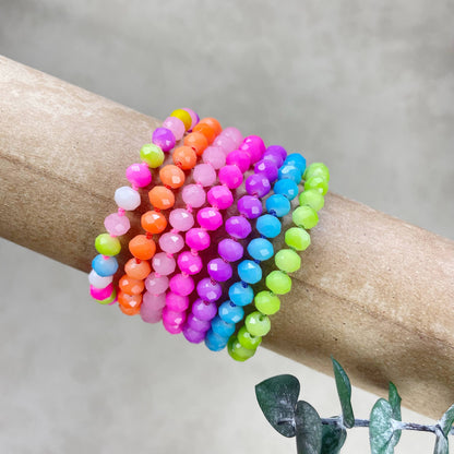 Pink Neon Crystal Beaded Handknotted Bracelet