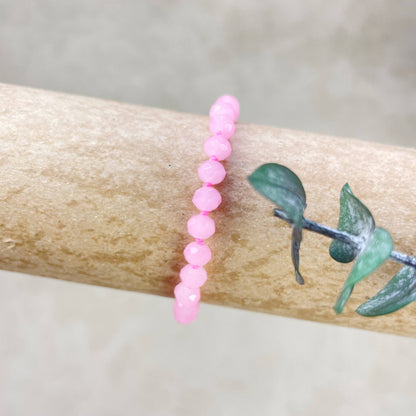 Pink Neon Crystal Beaded Handknotted Bracelet