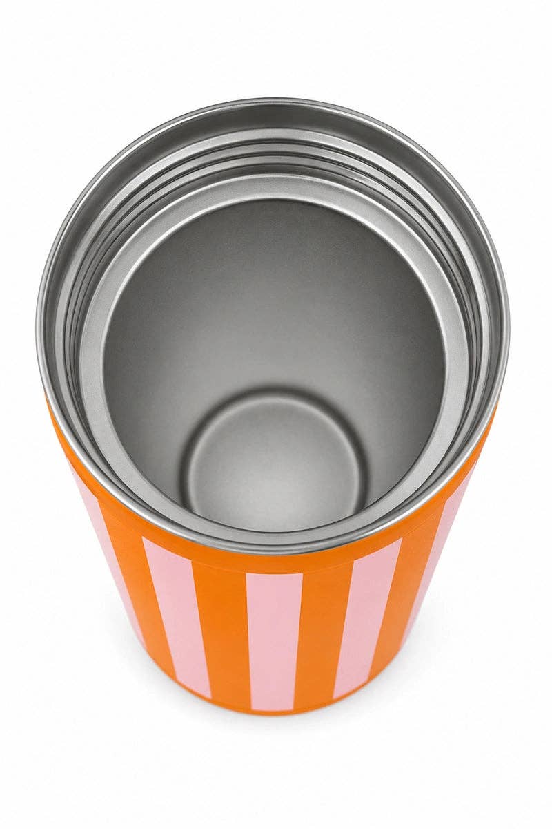 Pink and Orange Striped Insulated Drink Sleeve | 12 Oz. Slim Can