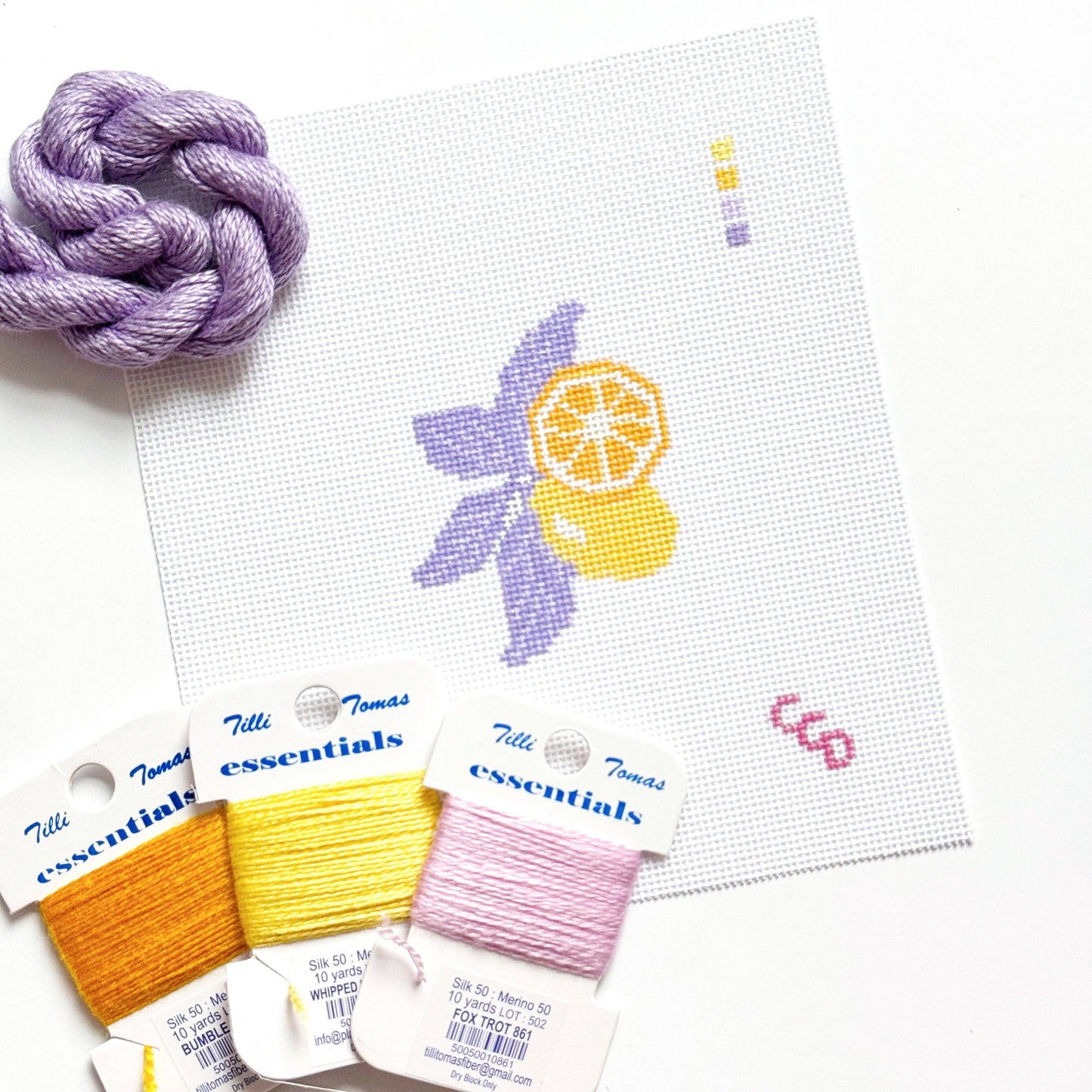 Lavender Lemon Needlepoint Canvas | 18 Mesh