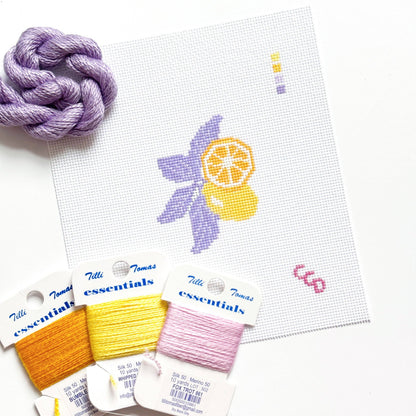 Lavender Lemon Needlepoint Canvas | 18 Mesh