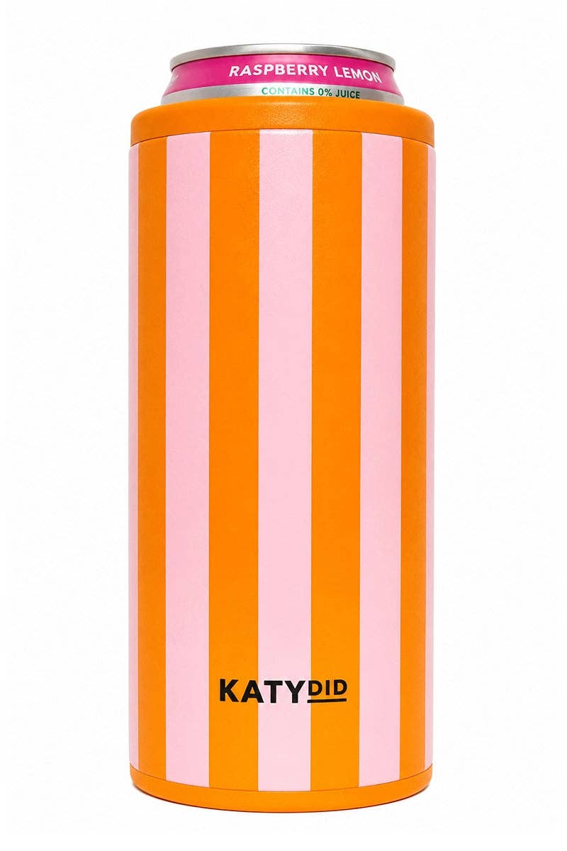 Pink and Orange Striped Insulated Drink Sleeve | 12 Oz. Slim Can