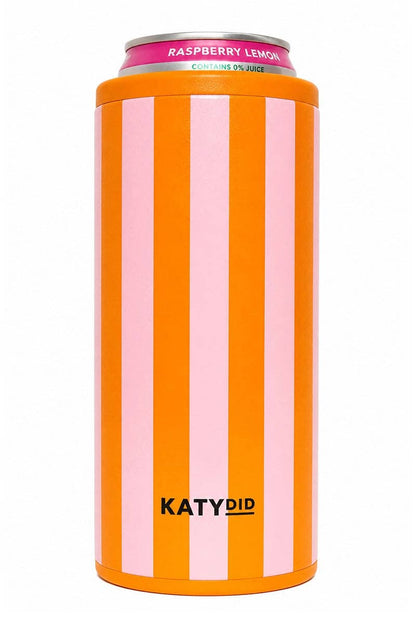 Pink and Orange Striped Insulated Drink Sleeve | 12 Oz. Slim Can