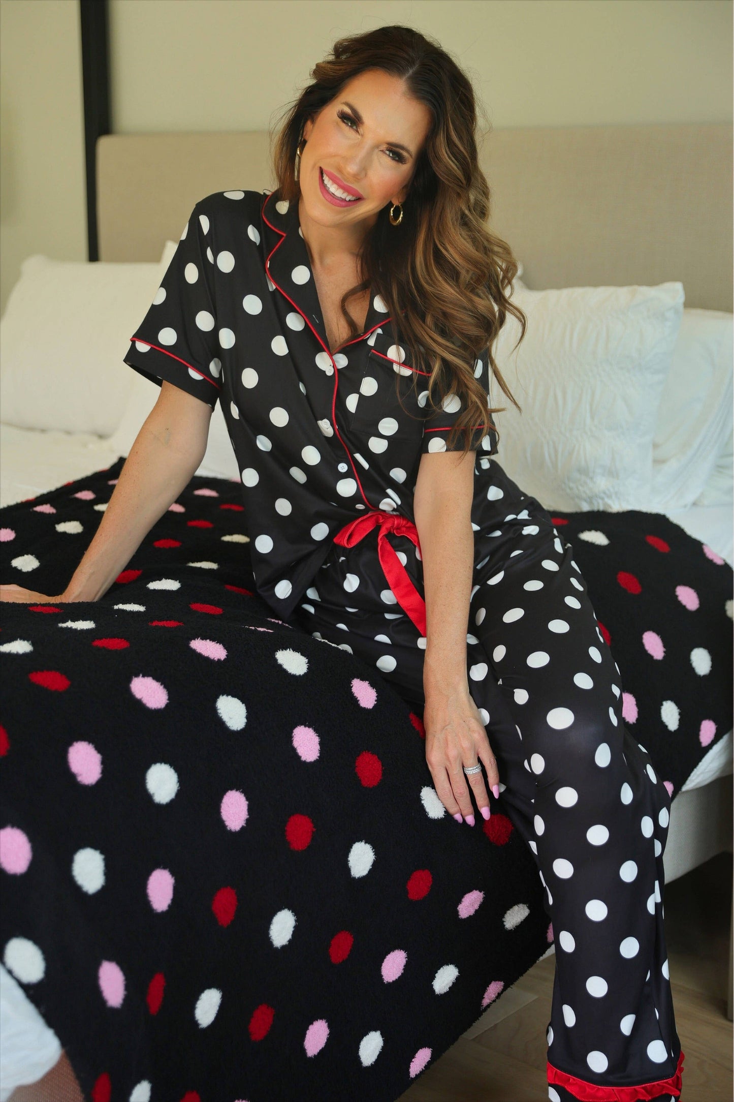 Polka Dot Ruffle PJ Set | (S-2XL)