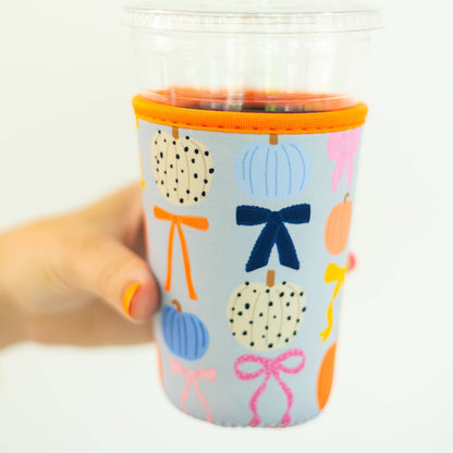 Pumpkins & Bows Coffee Sleeve | Medium (22-28 Oz)
