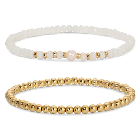 Beaded Duo Pearl Bracelet Set