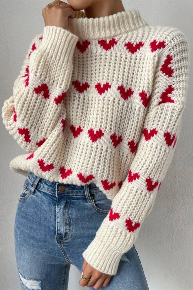 Valentine's Day Heart Knit Sweater