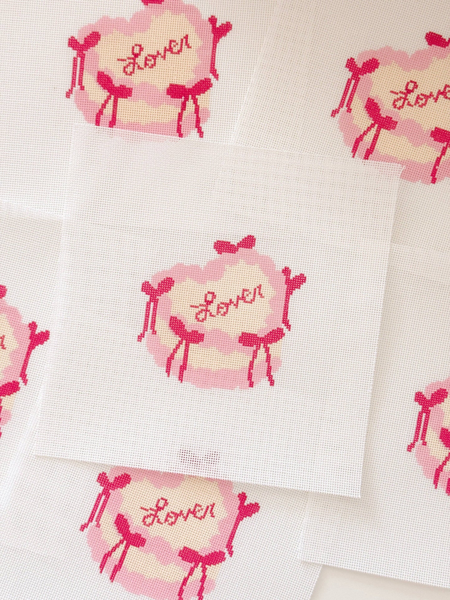 Coquette Bow Heart Cake Needlepoint Canvas | 18 Mesh