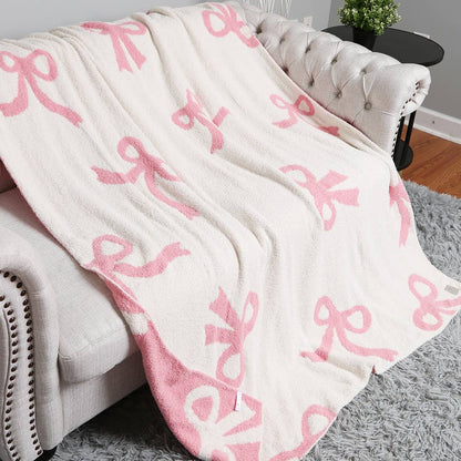 Bow Printed Cozy Soft Throw Blanket