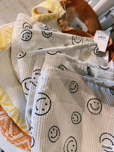 Happy Face Corduroy Cosmetic Bag